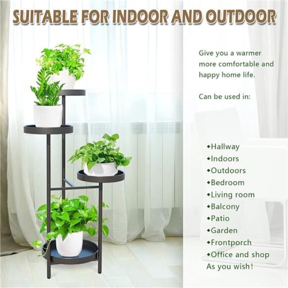 Tier Plant Stand Metal Indoor Outdoor Tall Corner Flower Pot Holder Planter Rack - Picture 5 of 6